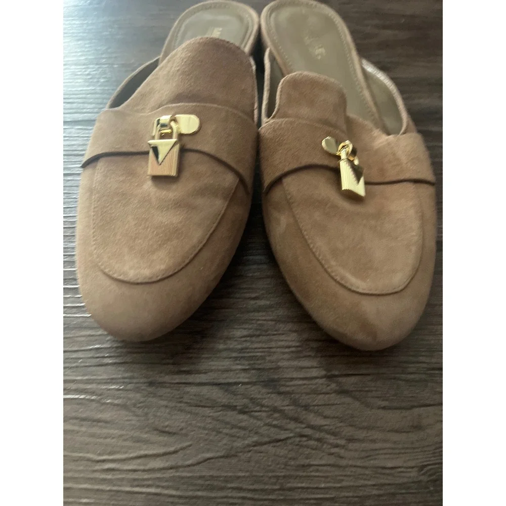MICHAEL KORS Women's Tan Suede Moccasin Loafer Mule Flats Size 6.5 - Picture 3 of 6